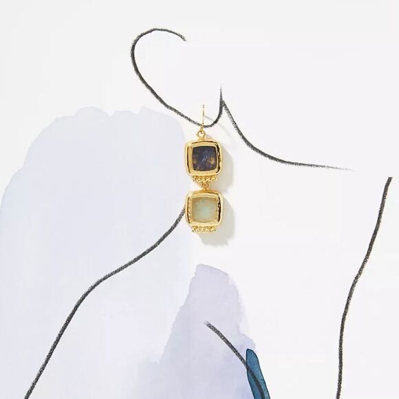 Anthropologie Llani Double Stone Drop Earrings - Picture 3 of 5